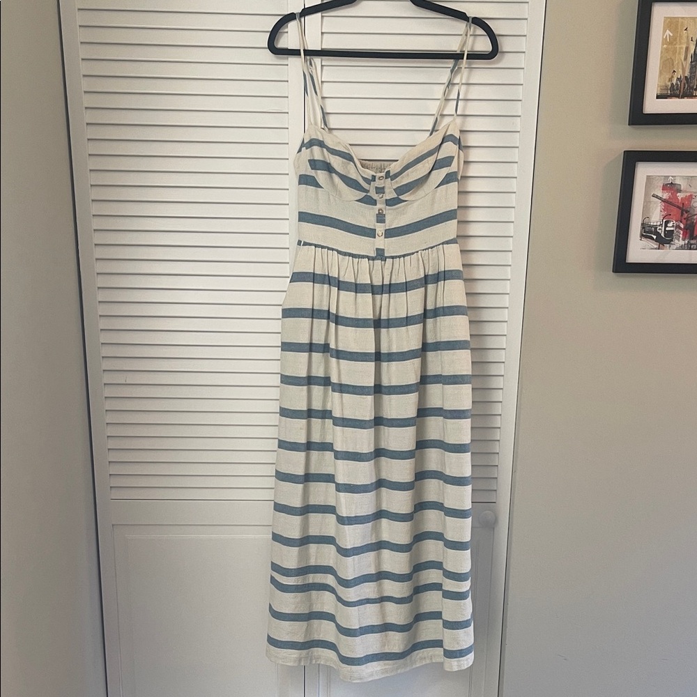 Mara Hoffman Blue and White Striped Midi Dress